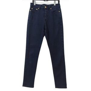 Michael Kors Women Dark Wash High Rise Button Fly Skinny Jeans Size 4